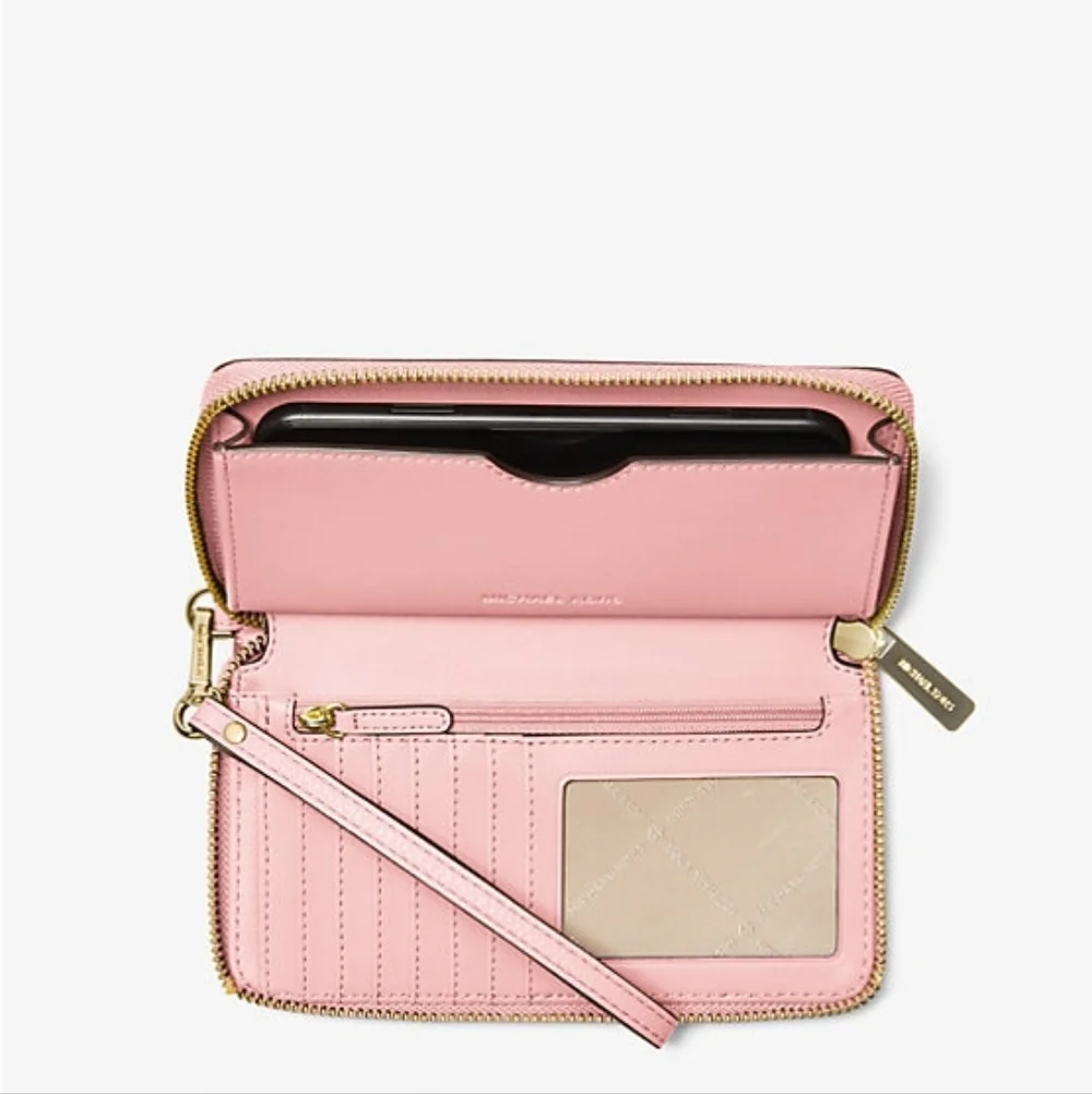 Michael Kors Large Pebbled Leather Smartphone Wristlet (Powder Blush)